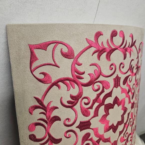 Damask Beige and Fuchsia Square 3-D Wall Hanging - Picture 2 of 6